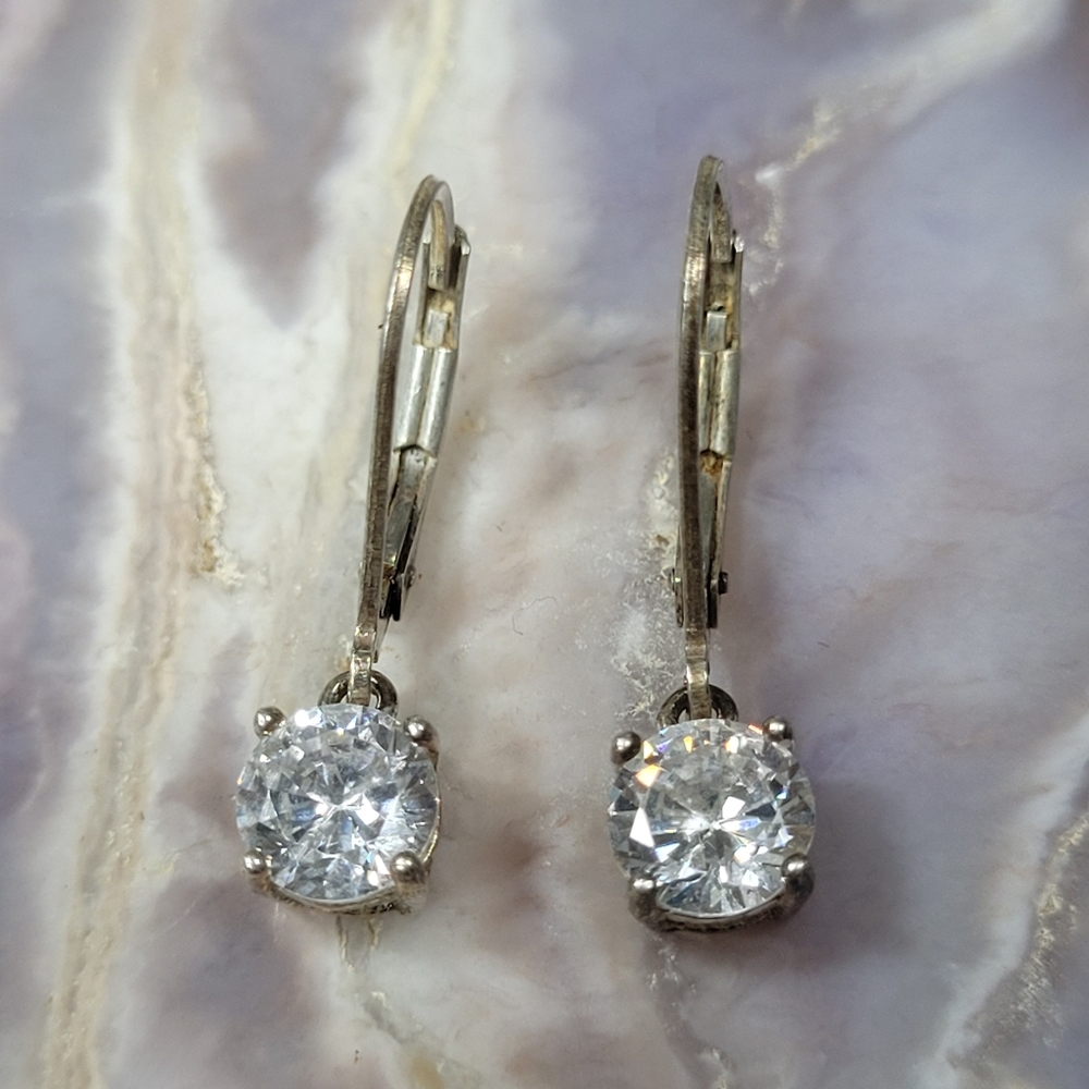 Elegant Silver Crystal 925 Drop Earrings